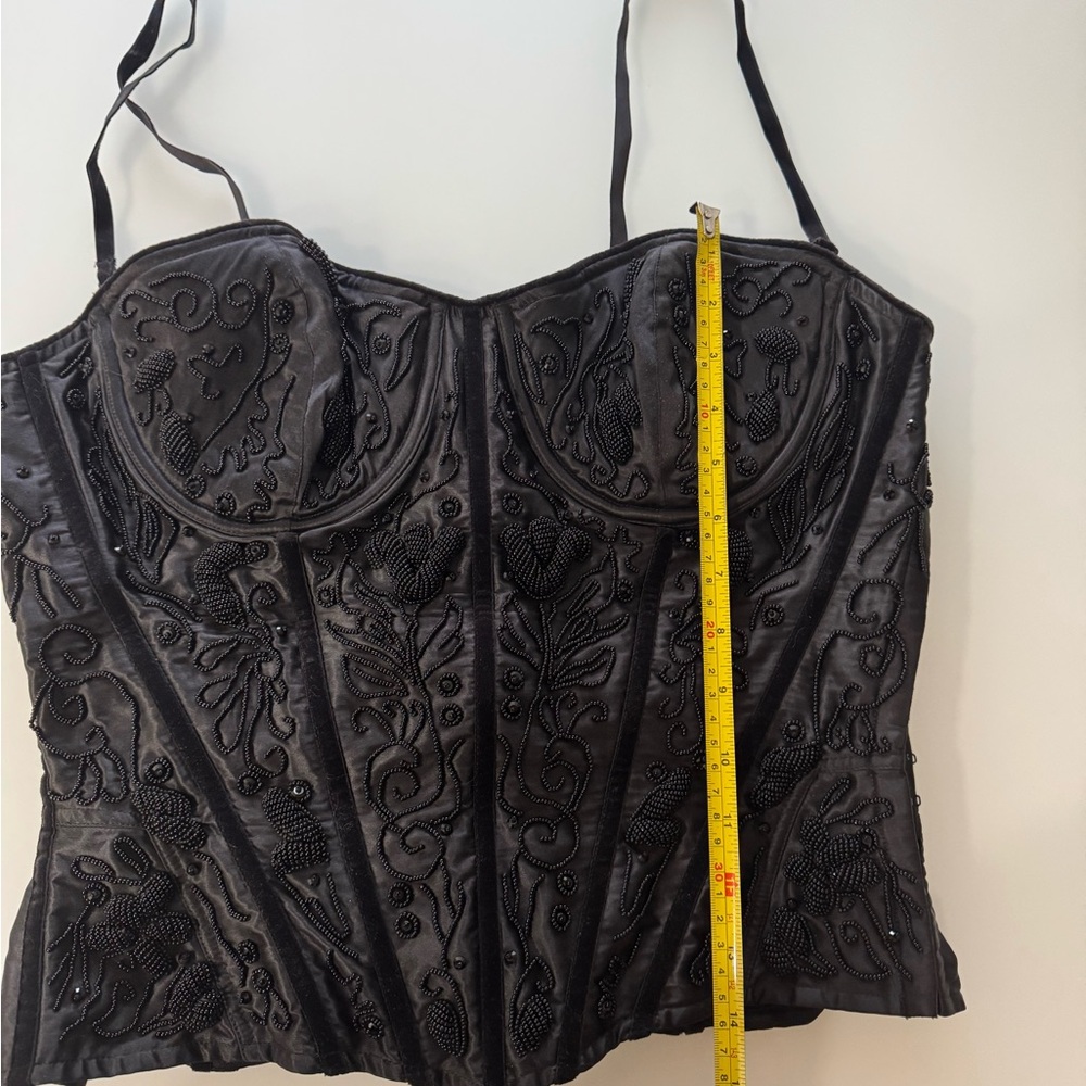 Vintage 2001 Victoria’s Secret Black Silk Beaded Corset Top – Size L - Picture 9 of 16